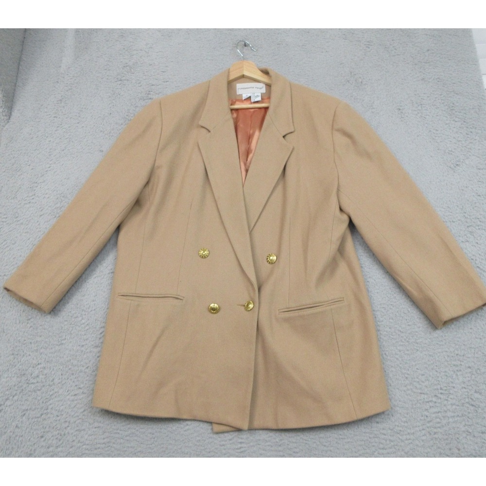 Fundamental Things Wool Blazer Jacket Womens 18‎ Beige Double Breasted Lined